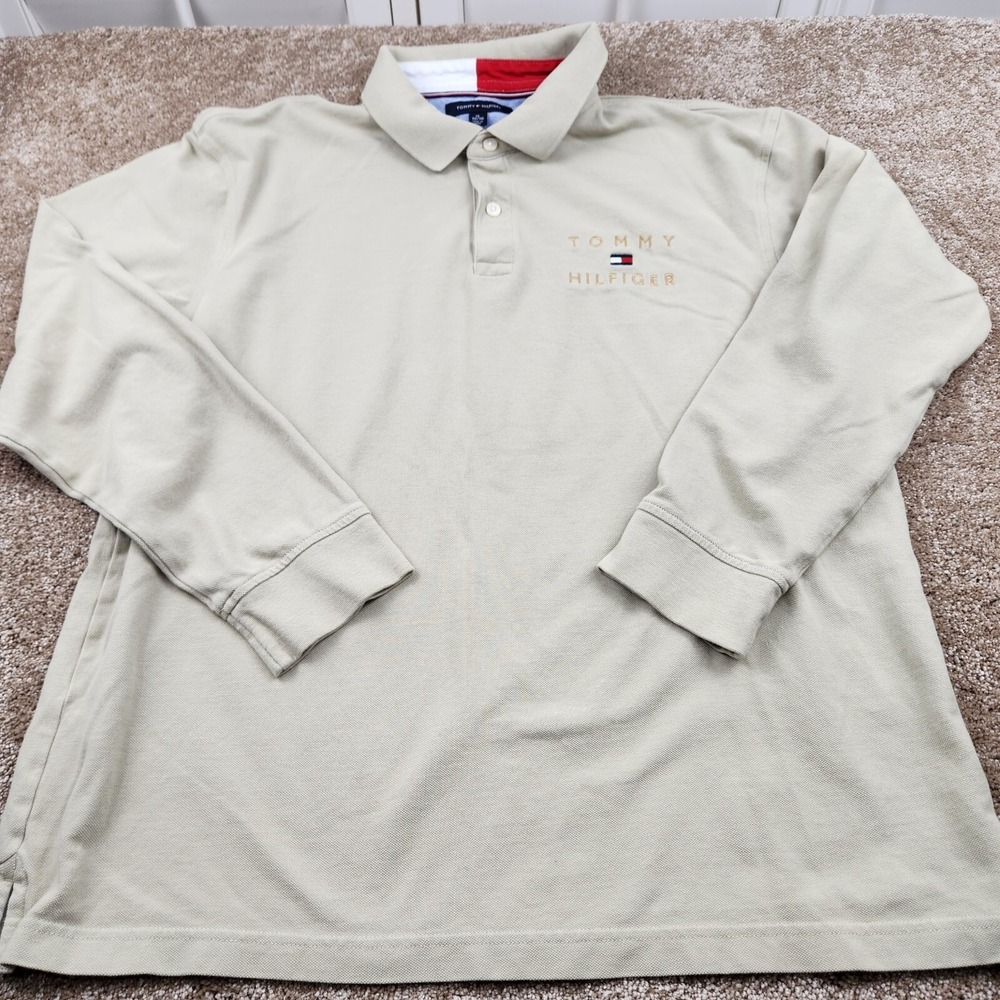 Tommy Hilfiger Shirt Long Sleeve Size XL Tan Preppy Designer‎